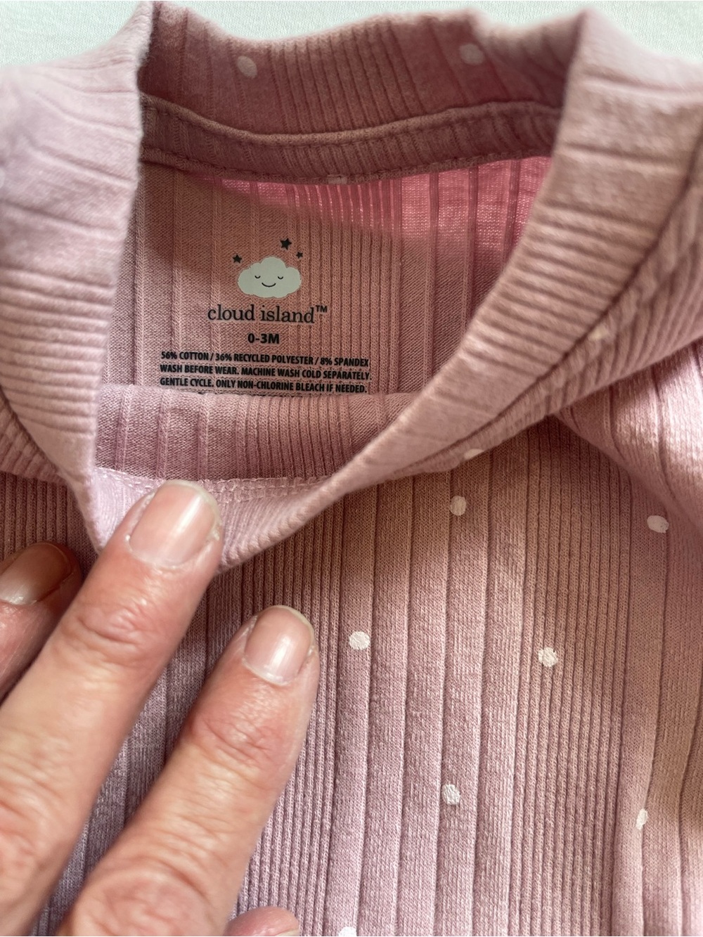 0-3 cloud island Mauve Pink Ribbed Dot Peplum Top & Shorts Set - Picture 3 of 3